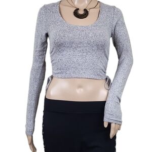 PAC Cares Lace Up Side Tied Cropped Long Sleeve Top